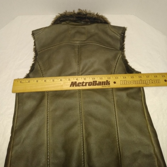 Maurice's Army Green Faux Leather Moto Vest - Picture 3 of 7